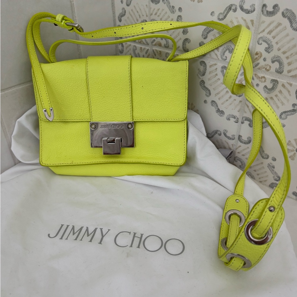 Jimmy Choo Neon Green Leather Mini Rebel Bag